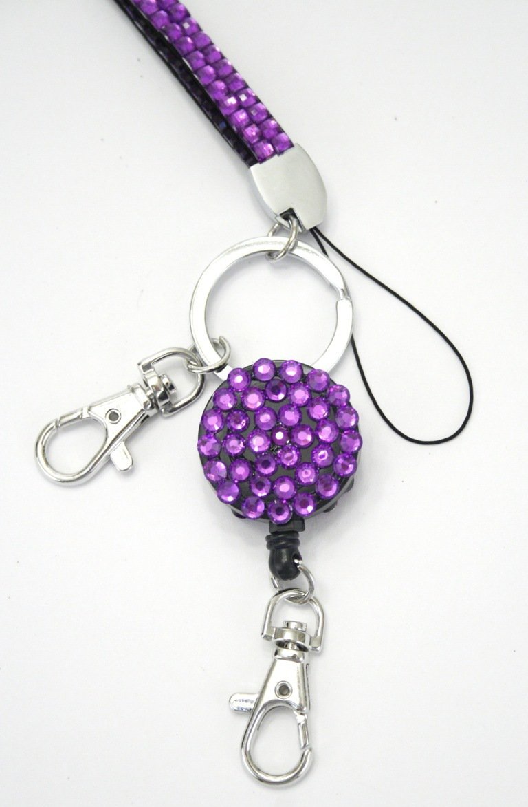 rhinestone badge reel lanyard