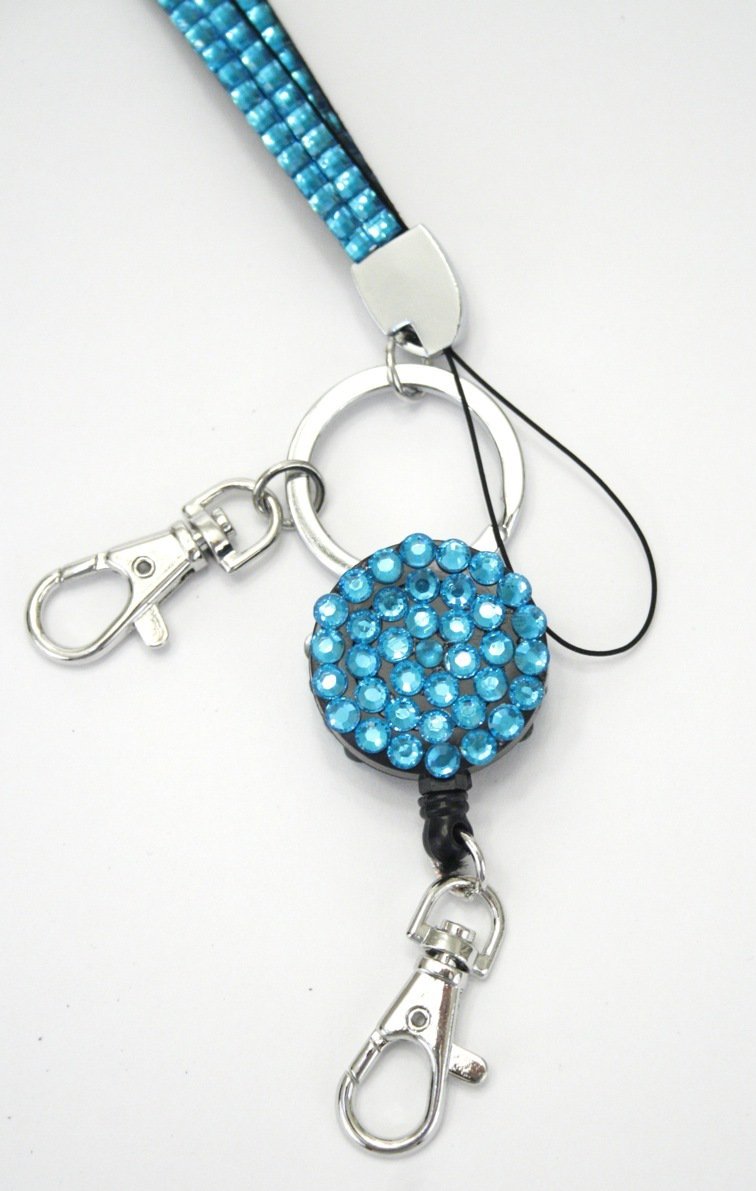 rhinestone badge reel lanyard