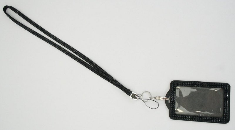 rhinestone lanyard id holder